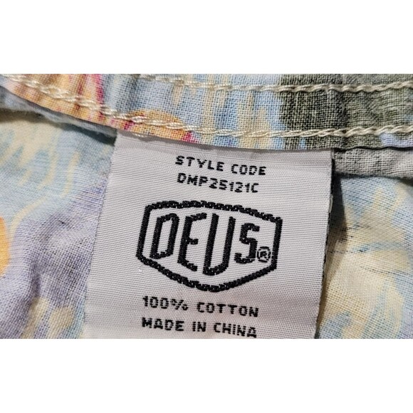 VTG Deus Ex Machina Motorcycles & Surfboards Floral Shirt Hawaiian Aloha Large - Picture 10 of 10